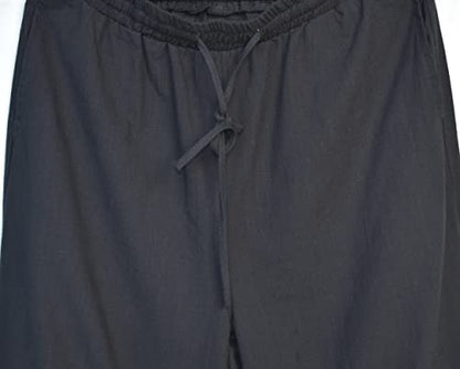 perdontoo Mens Casual Cotton Linen Pant Elastic Waist Drawstring Yoga Jogger Pants - color: Black, size: X-Large