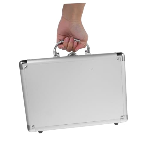 Tofficu Aluminum Alloy Briefcase Lockable Hard Case for Makeup Tool Storage Portable Container with Handle Design for Transport of Valuables