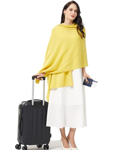 Soft Cashmere Blend Wrap Chic Scarf Stole for Women Wayfarer Travel Extra Large 87"x28" - color: Yellow