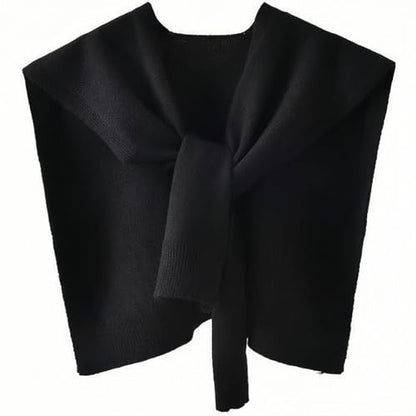 WaJuemy Sweater Shawl Wraps for Women Sweater Knitted Knotted Shawls Travel Casual Scarf Cape Shoulder Tops Fashion Wrap - color: Black