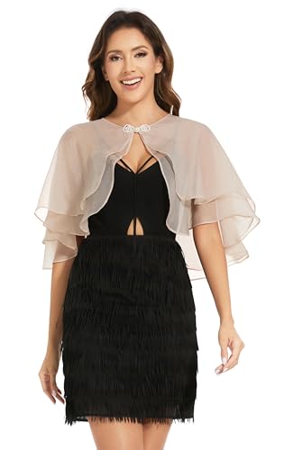 Women's Sheer Tencel Shawls and Wraps for Evening Dresses Soft Wedding Cape Lightweight Bridesmaid Scarves Cover Up - color: Champagne