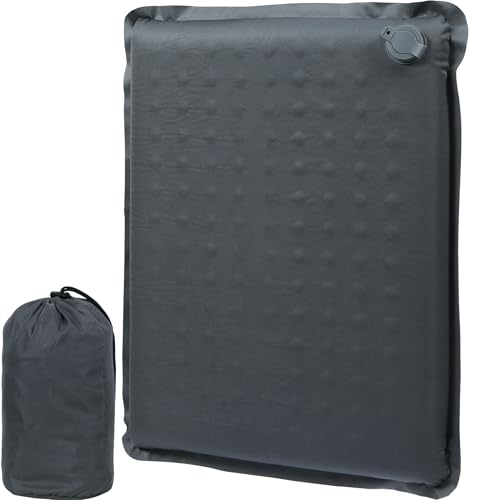 REDCAMP Inflatable Stadium Seat Cushion, Self-Inflating Memory Foam Airplane Seat Cushion, Portable Lightweight Camping Sitting Pad for Travel, Hiking Outdoor Activities - color: Light Gray