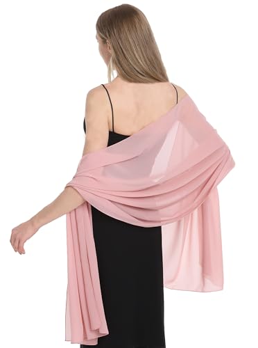 Chiffon Shawls and Wraps for Evening Dresses Women Elegant Soft Scarf Bridal Scarve Wedding Stole - color: Blush, size: One Size