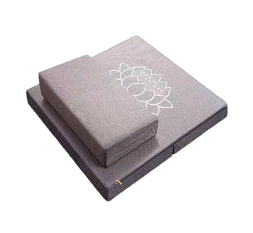 Large and Meditation Cushion,Square Handcrafted Meditation Mat,Portable Foldable Floor Cushion Outdoor Coconut Fibre Linen Yoga Cushion(Size:24x24inch,Color:Gray) - color: Gray, size: 24x24inch