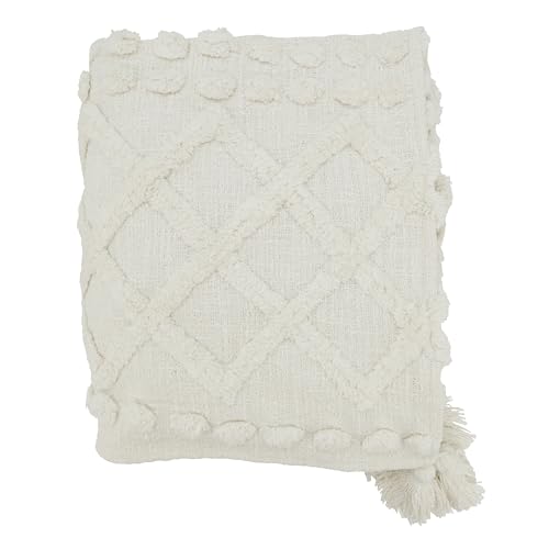 SARO LIFESTYLE Chic Tufted Throw with Tassels