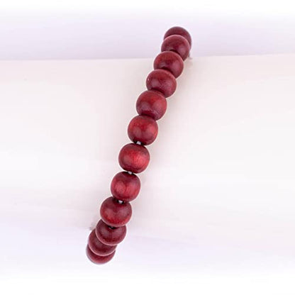 Wood Bead Bracelet - color: Cherry Red, size: Medium Beads