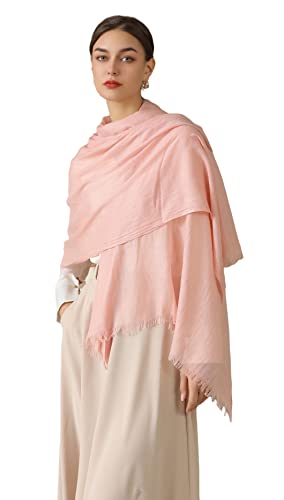 Jeelow Solid Color Scarf Wrap Shawl for Women Men – Soft Lightweight Head Scarf, All Season, Travel Beach Office Daily Wear - color: Peach