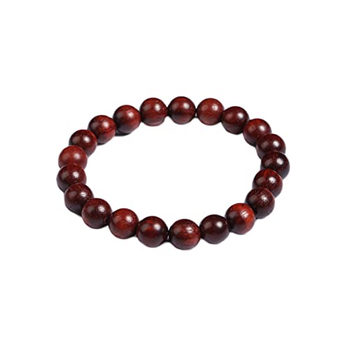 COLORFUL BLING Handmade Wooden Prayer Beaded Bracelet for Men Women Tibetan Buddhist Meditation Mala Beaded Stretch Bracelet Bangle Wood Jewelry - color: red