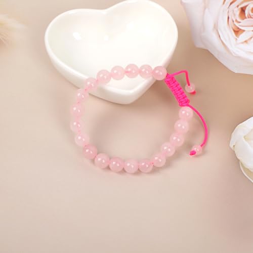 AD Beads Unisex 8mm Gemstone Bracelets Healing Macrame Adjustable 7-9 Inches || wear this healing natural gemstone bracelet help to erase your pain and fear || recover your energy||| - color: Rose Quartz