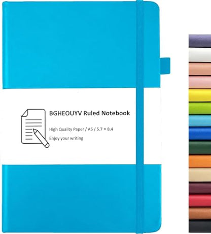 Notebook Journal, College Ruled Notebook Lined A5 160 Pages,Hard Cover Journals for Writing, Notebooks for Work Office School Women Men,5.7 inches x 8.4 inches(Light Blue) - color: Light Blue