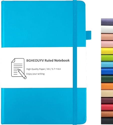 Notebook Journal, College Ruled Notebook Lined A5 160 Pages,Hard Cover Journals for Writing, Notebooks for Work Office School Women Men,5.7 inches x 8.4 inches(Light Blue) - color: Light Blue