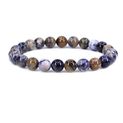 Keleny Gem Semi Precious Gemstones 8mm Natural Quartzite Stone Round Beads Crystal Stretch Bracelet 7 Inch Unisex - color: Multicolor Aquatic Opal Jasper