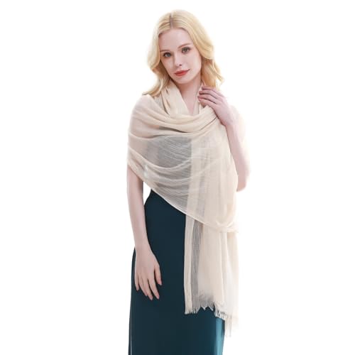 RIIQIICHY Scarf for Women Lightweight Solid Color Long Fashion Gauze Scarves Shawl Wrap - color: Ivory