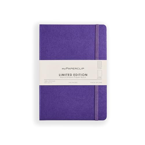 myPAPERCLIP Limited Edition A5 Checks/Square Grid Notebook | 192 Pages, 100 GSM, Soft Cover, A5 (5.83 × 8.27 in) | Flat Lay | Bookmark & Elastic Closure | Amethyst - color: Amethyst, style: Checks