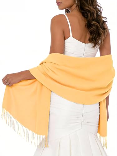Sumolux Scarf for Women Pashmina Shawls Wraps for Evening Dresses Wedding Bridesmaid Gifts Winter Warm Soft Scarves - color: Yellow