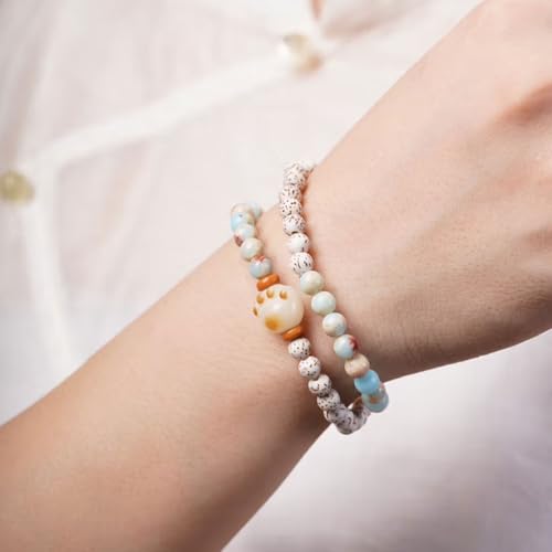 Natural Star Moon Bodhi Bracelet for Women Men Double-loop Winding Star Moon Bead Bracelet Meditatioon Healing Anxiety Relief Energy Buddha Bead Bracelets Birthday Gift - color: Bodhi 72