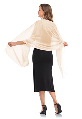 Shawls and Wraps for Evening Dresses Sheer Chiffon Women Elegant Soft Silky Wraps Wedding Bridal Scarf - color: Champagne（beige）, size: 79*18‘’
