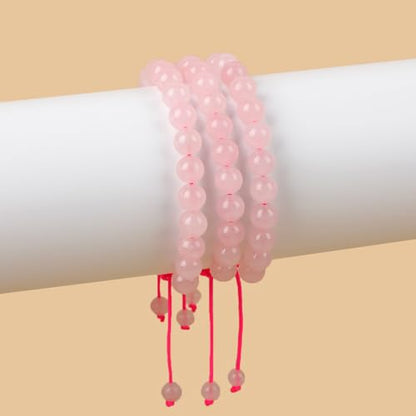 AD Beads Unisex 8mm Gemstone Bracelets Healing Macrame Adjustable 7-9 Inches || wear this healing natural gemstone bracelet help to erase your pain and fear || recover your energy||| - color: Rose Quartz