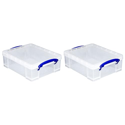 Really Useful Box 2 Pack Storage Bins, Clear Plastic Stackable Organizing Totes, 8.1 Liter - size: 2 Pack
