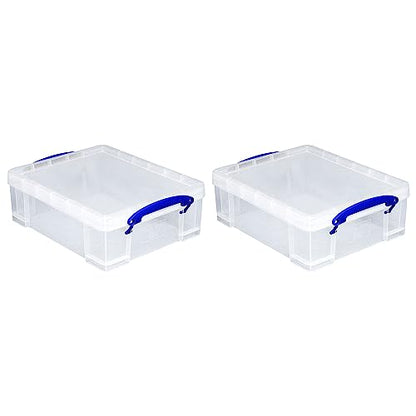 Really Useful Box 2 Pack Storage Bins, Clear Plastic Stackable Organizing Totes, 8.1 Liter - size: 2 Pack