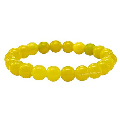 Amazing Gemstone Crystal Bracelet for Women Men's Gifts - Protection Healing Crystal Bracelet - 8mm Gemstone Beaded Stretchable Bracelet Pulseras Para Hombres Mujer Stocking Stuffers Mothers Day Gift (Lemon Jade) - color: Lemon Jade