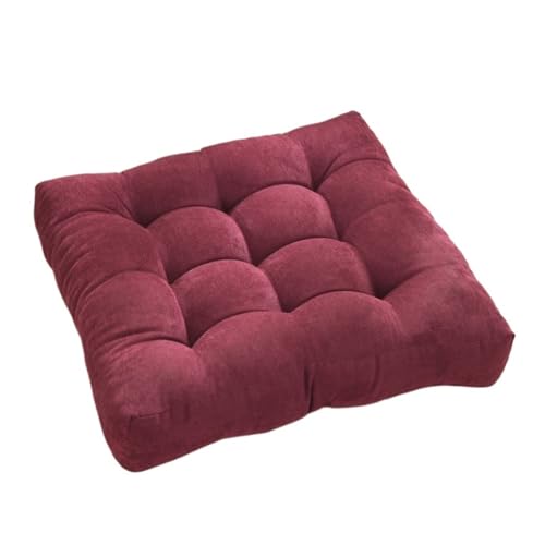 Thick Floor Seating, Floor Square Tufted Meditation Cushion Cotton Linen Multicolor Multiple Sizes for Adults(Red,45x45cm) - color: Red, size: 45x45cm