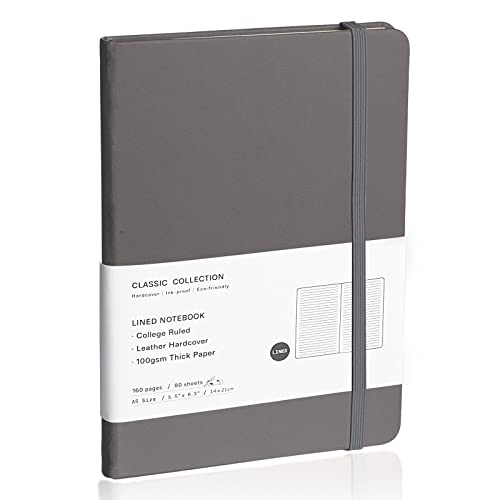 Lined Journal Notebook – Hardcover Notebook for Men & Women – Journals for Writing, Work, School, Home & Daily Notes, 160 Pages – Medium A5, 5.7"x8", 100 gsm Thick Paper (Dark Gray) - color: Dark Gray