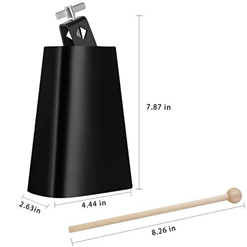 Eastrock 6 inch Metal Steel Cow Bells Noise Makers Hand Percussion Cowbell with Stick for Drum Set - size: 6''