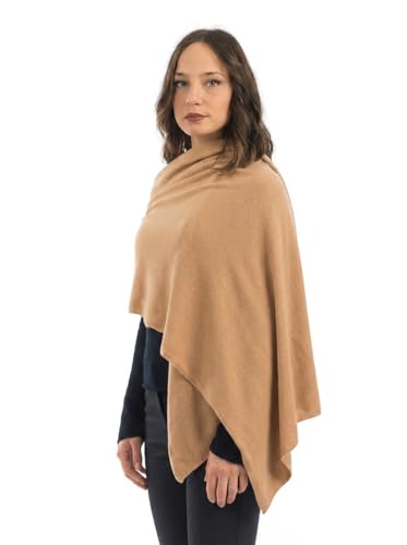 Dalle Piane Cashmere Womens Wool Cashmere Blend Stole Soft Italian Shawl Wrap for Wedding Evening Gift Made in Italy - color: Camel