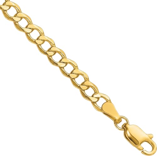 IceCarats 14K Yellow Gold 4.3mm Thick Curb Chain Link Bracelet, Polished