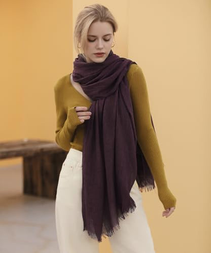 Harewom Lightweight Gauze Linen Feeling Shawl Wraps for Women Beach Summer Scarf for Evening Wedding Dresses - color: Shawl Wraps - Brown