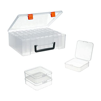 18 Pieces Small Plastic Craft 0rganizers and Storage, Transparent Box with Hinged Lid for Storage of Jewelry, Diamonds, DIY Art Craft Accessory
