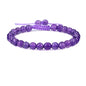 Keleny Natural Gemtone 6mm Round Beads Crystal Adjustable Braided Macrame Tassels Bracelets Unisex - color: Lavender Purple Amethyst Crystal