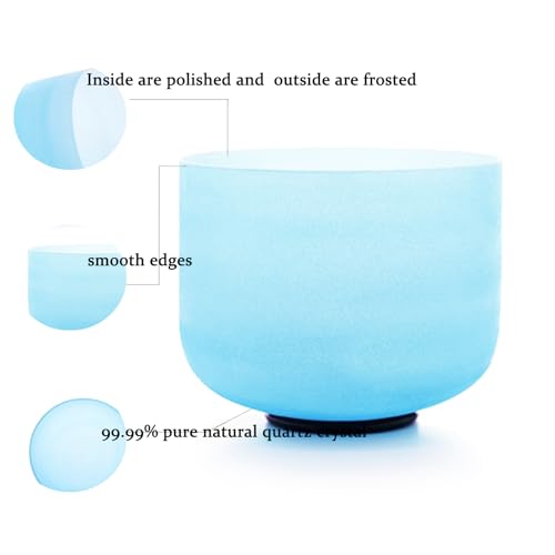 Hye-eun 7PCS 432Hz Crystal Singing Bowl Set, 6-12 inch Blue Frosted Quartz Sound Bowls for Chakra Healing Meditation Yoga Stress Relief with Bags - color: 6-12inch 432hz Blue 7PCS