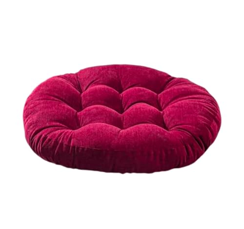 Japanese Large Linen Tatami Floor Pillow,Round Futon,Thicken Tufted Corduroy Seat Cushion,Solid Color Floor Cushion,Yoga Meditation Cushions Balcony Outdoor(Size:1 Piece,Color:Crimson) - color: Crimson, size: 1 piece