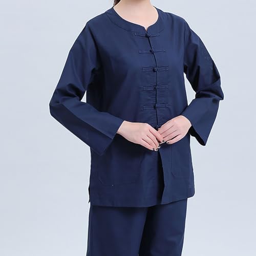 Meditation Clothing Meditation Clothes Suit,Chinese Round Neck Cloths Meditation Cloths Buddha Unisex - color: Blue, size: X-Large