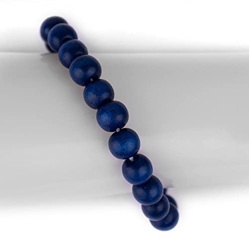 Wood Bead Bracelet - color: Azul Blue, size: Large Beads