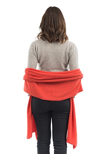 Dalle Piane Cashmere Womens Wool Cashmere Blend Stole Soft Italian Shawl Wrap for Wedding Evening Gift Made in Italy - color: Orange
