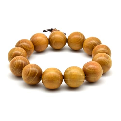 Zen Dear Natural Golden Sandalwood Mexican Bocote Mala Prayer Bead Bracelet Link Wrist Necklace Mala Beads - style: 18mm 13 beads