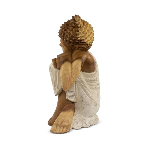 G6 Collection Wooden Serene Sleeping Buddha Statue Hand Carved Figurine Home Decor (16" Tall – Whitewashed) - size: 16" Tall – Whitewashed
