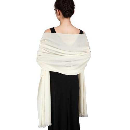 Pashmina shawls and wraps for Evening Dresses Scarf for Women Winter Shawl Wraps for Women Weedings - color: Ivory