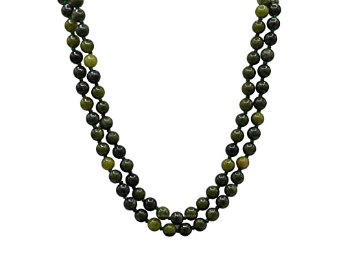 Amazing Gemstone Japa Mala 108 Prayer Beads Necklace and Wrist Mala Bracelet for Meditation - color: Green Jade, size: Hand Knotted