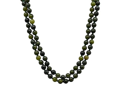 Amazing Gemstone Japa Mala 108 Prayer Beads Necklace and Wrist Mala Bracelet for Meditation - color: Green Jade, size: Hand Knotted