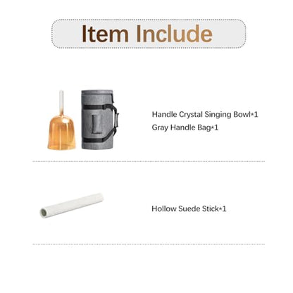 CVNC 432HZ 6 Inch F Note Golden Tea Color Quartz Handle Singing Bowl with Carry Case Bag for Sound Healing and Meditation - color: Golden Tea