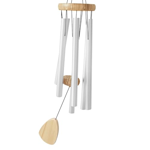Wind Chimes for Outside with Wood Wind Catcher, 37 Inches Large Aluminum Windchimes Outdoors for Patio Decoration & Zen Atmosphere, Best Gifts for Mom(White) - color: White