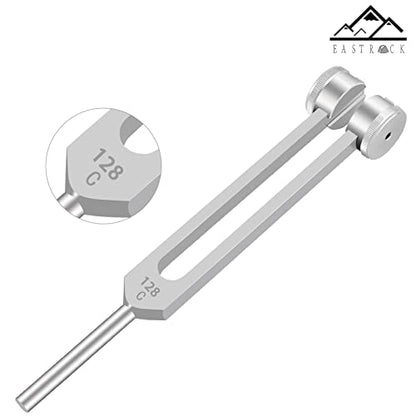 EastRock 128 Hz Tuning Fork with Silicone Hammer and Cleaning Cloth Instrument Teaching Medical Equipment Meditation Relaxation Sound Therapy Instrument - size: 128HZ