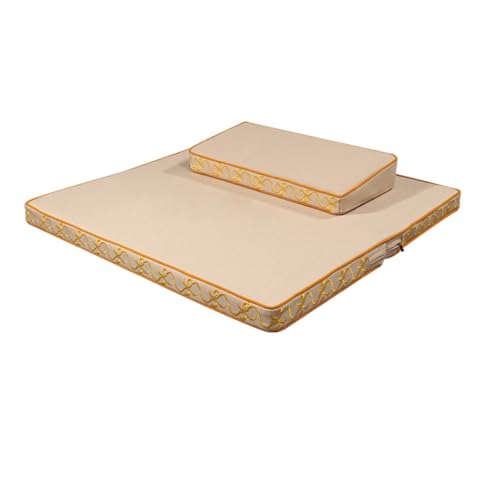 Portable Foldable Meditation Cushion Mat Set with Washable Cotton Linen Cover, Larger Thick Yoga Mat Bolster Floor Pillows Seating for Adults Meditation Accessories Beige-60CM - color: Beige, size: 60CM