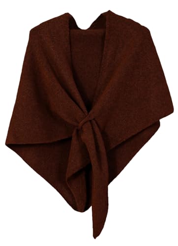 Shawls Wraps Women Triangle Sweater Scarf Warm Wool Blend Pashmina Cape Cold Weather Neck Warmer Winter Fall Accessory - color: Solid-coffee