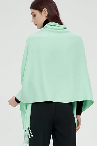 Pashmina Shawls and Wraps Scarfs for Women Wedding Party Winter Warm Long Solid Color - color: Mint Green