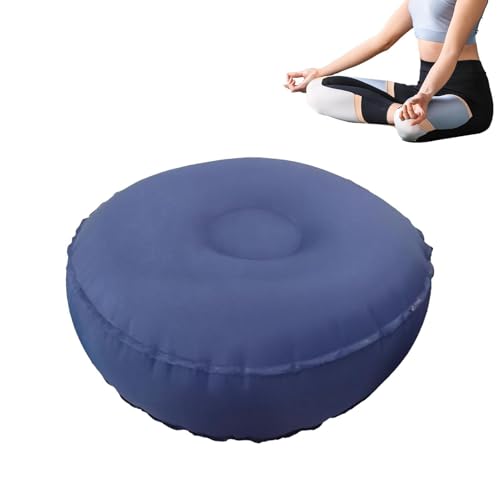 Yoga Meditation Pillow - 45cm Inflatablle Footstool, Non Slip Cushion, Portable Support Pillow, Relaxation Seat | Indoor Outdoor Pilates Exercise - color: Dark Blue